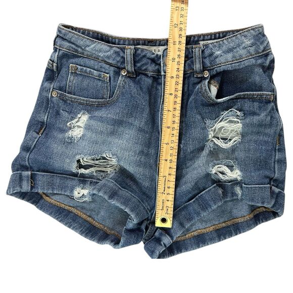 Bullhead Jean Shorts Size 5 Mom Short High Rise Distressed Rolled Cuff Ripped - Picture 5 of 7